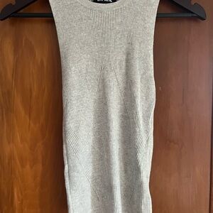 Express Light Gray Ribbed Knit Top